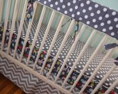 Ready to Ship- SALE- 2 Piece Chevron Giraffe Bedding Set- Bumperless