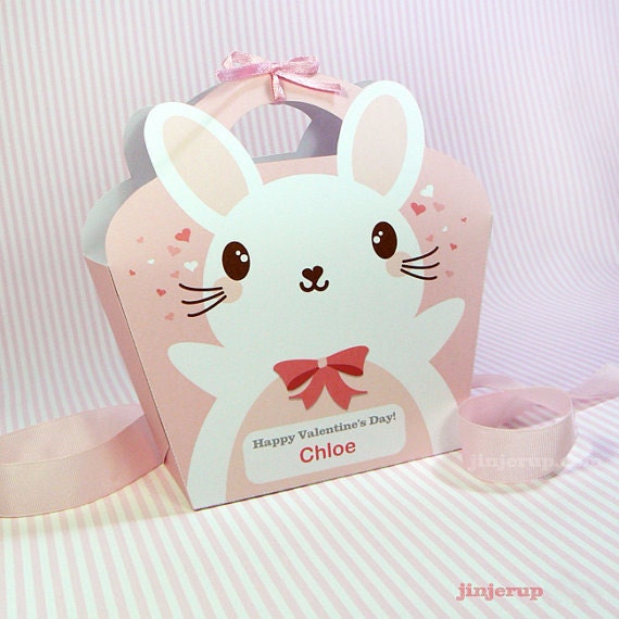 Kawaii Bunny Giftbag Cute Valentine's Day Easter Love Birthday Party Treat basket Bunny Bag Packaging Editable Printable PDF