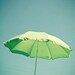 Beach photograph - Holiday, seaside vacation, parasol, lime green umbrella, home decor - Green Parasol 8x8" Print
