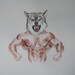 Body building wolf original watercolor