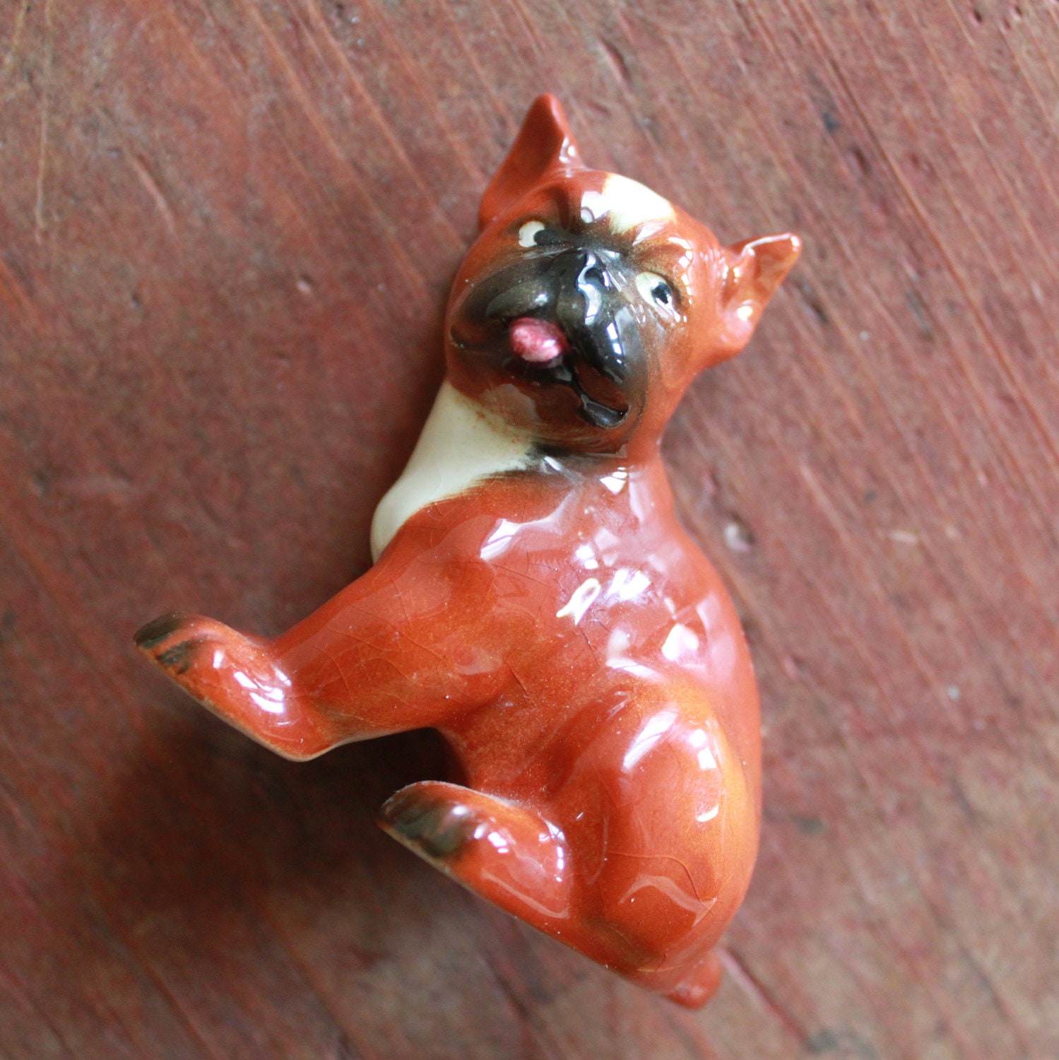 Vintage Ceramic Boxer Dog Figurine - Puppy Boxer