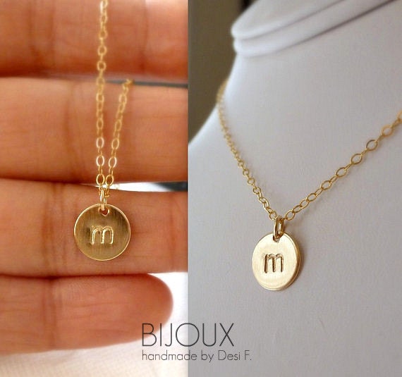 Initial Disc Gold Necklace - 14K Goldfilled/ Choose your Initial