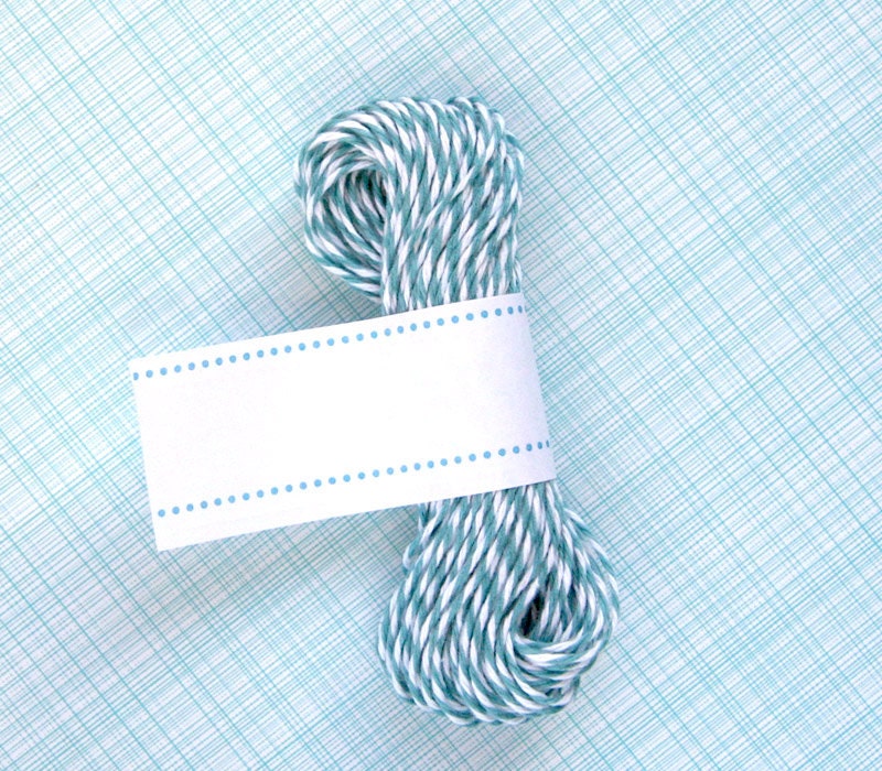 Ocean Teal Blue Bakers Twine - Blue and White Striped Twine (15 yards) Il_170x135