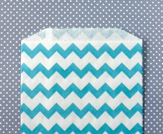 Blue Chevron Goody Bags / Favor Bags / Treat Bags (20) - 5 x 7.5 inches - Midi Size Il_570xn