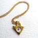 Gold arrow pendant necklace, geometric triangle, 14k gold plate chain, window and rhinestone