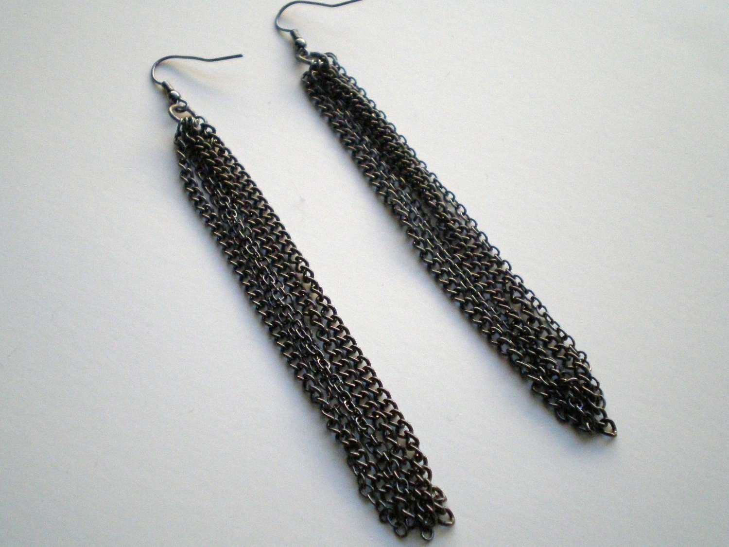 Gunmetal Tassel Chain Earrings