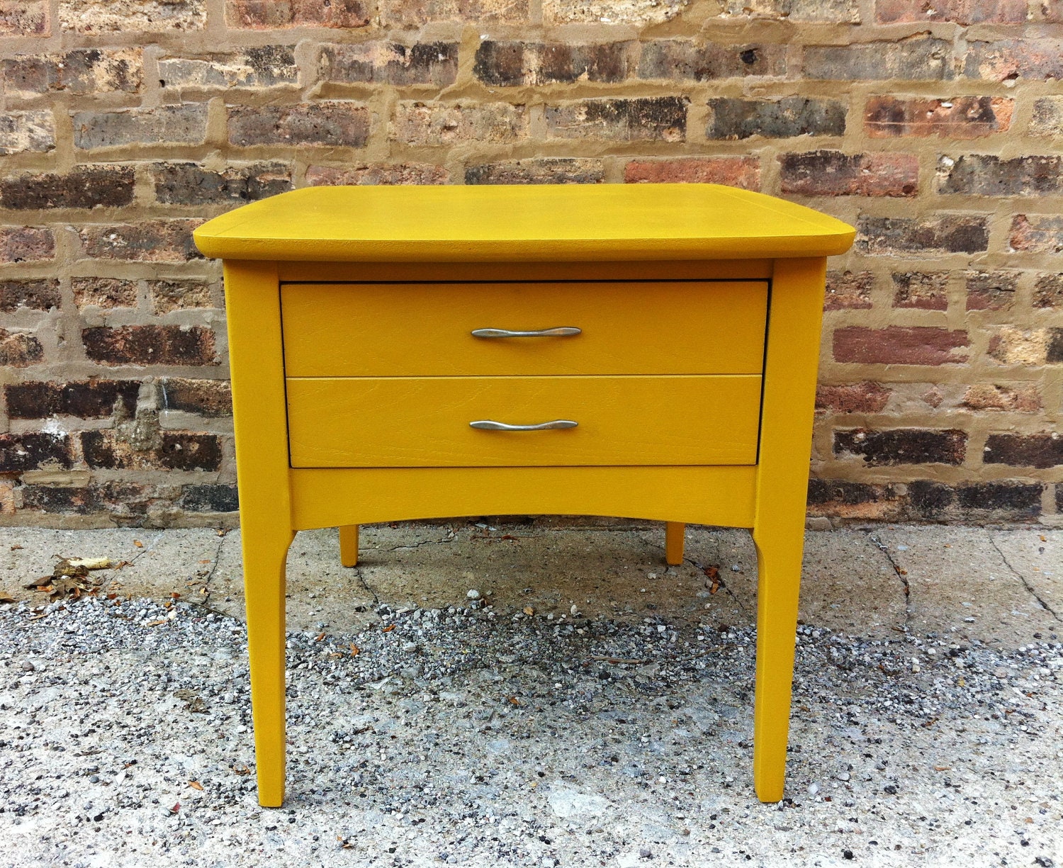 Mid Century Side Table In Mustard Yellow - minthome