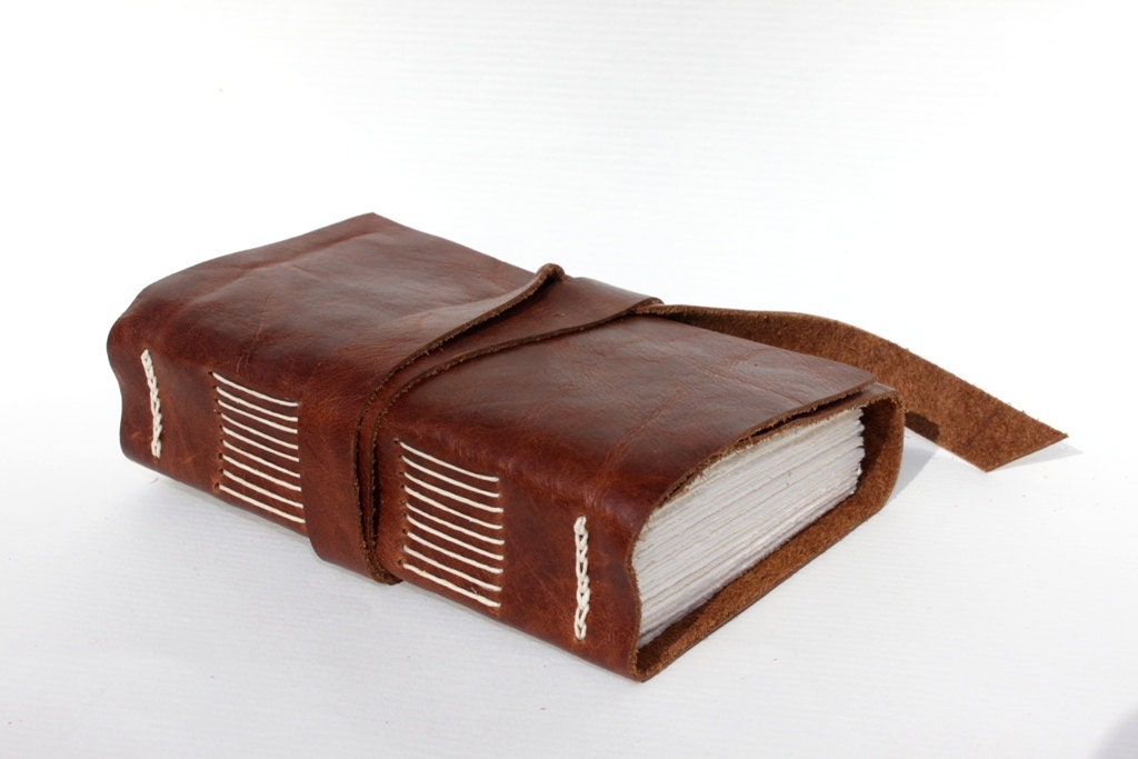 Medieval Leather Journal or Sketchbook - Rustic and Distressed Brown - Handmade