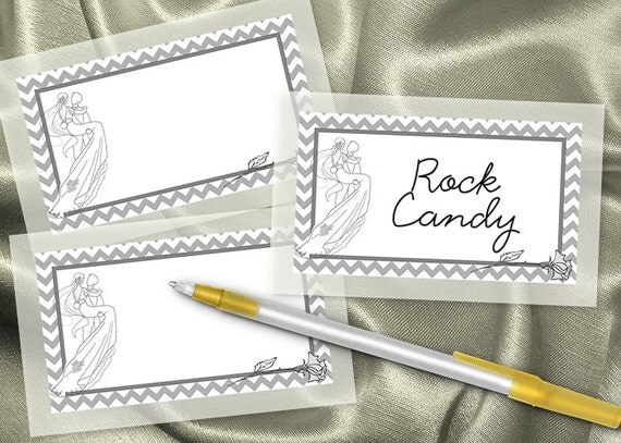 10 Blank Food Label Stickers, Wedding, Bridal Shower, Grey, Chevron, Bride & Groom Il_570xn