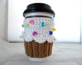 Cupcake Coffee/Bottle Cozies with Bead Sprinkles  FREE SHIPPING