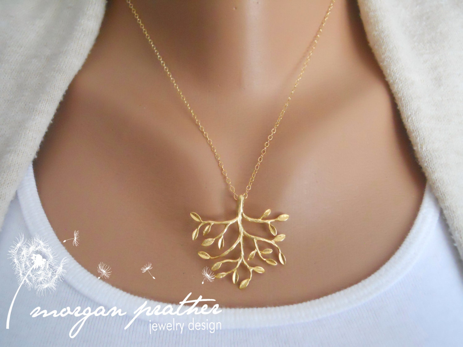 Tree Necklace in Gold - gold tree delicate pendant - gold filled fine chain - morganprather