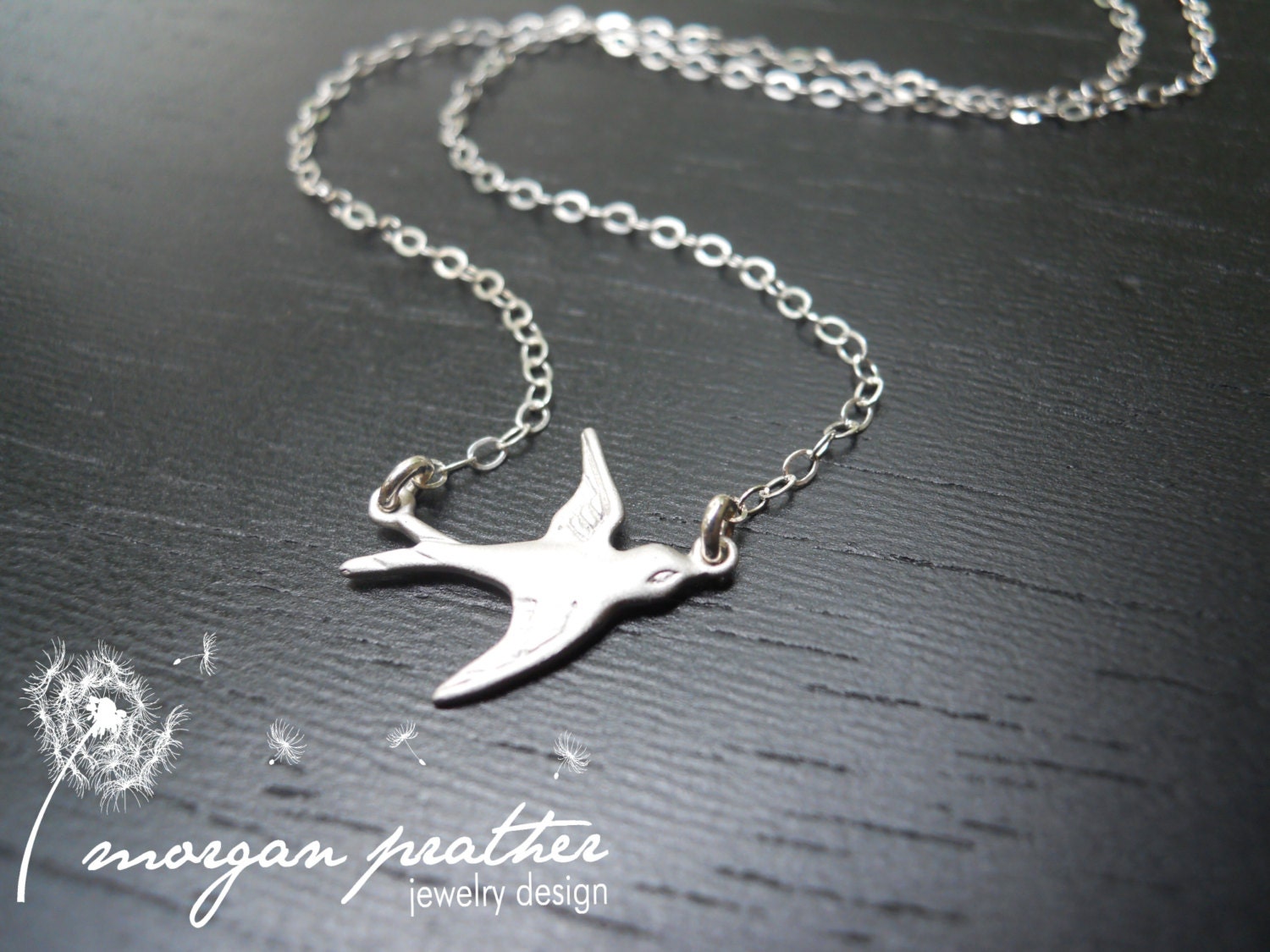 Soaring Sparrow Suspended Necklace - Minimal Dainty Little Bird Pendant - Suspended on Sterling Silver Fine Chain - morganprather
