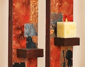 Two Metal and Copper Wall Sconces