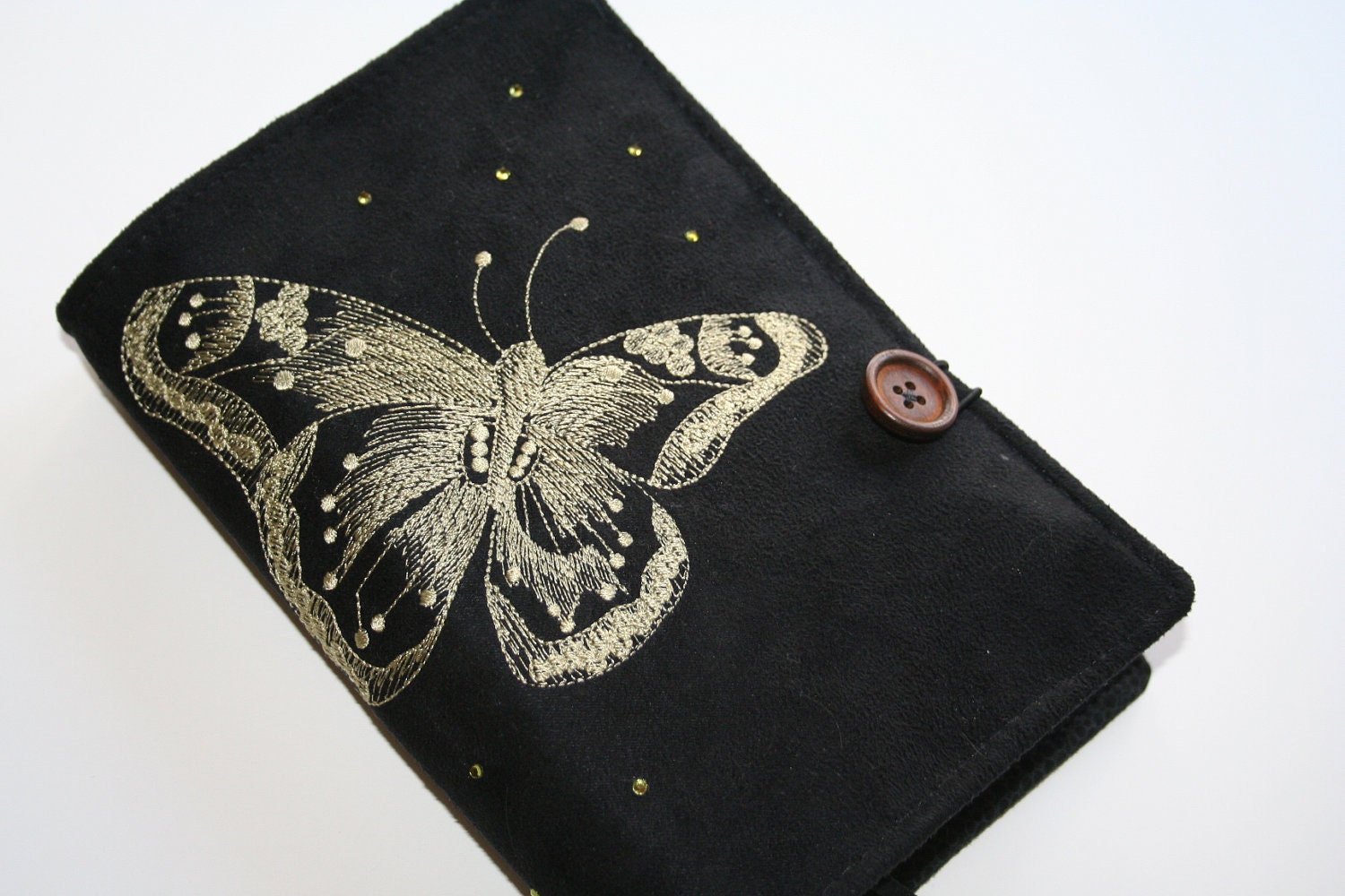 Butterfly Embroidered Book Cover with Swarovski Crystals
