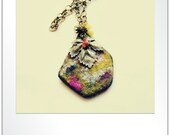 Wool Felt Pendant and Antique Bronze Leaf Pendant
