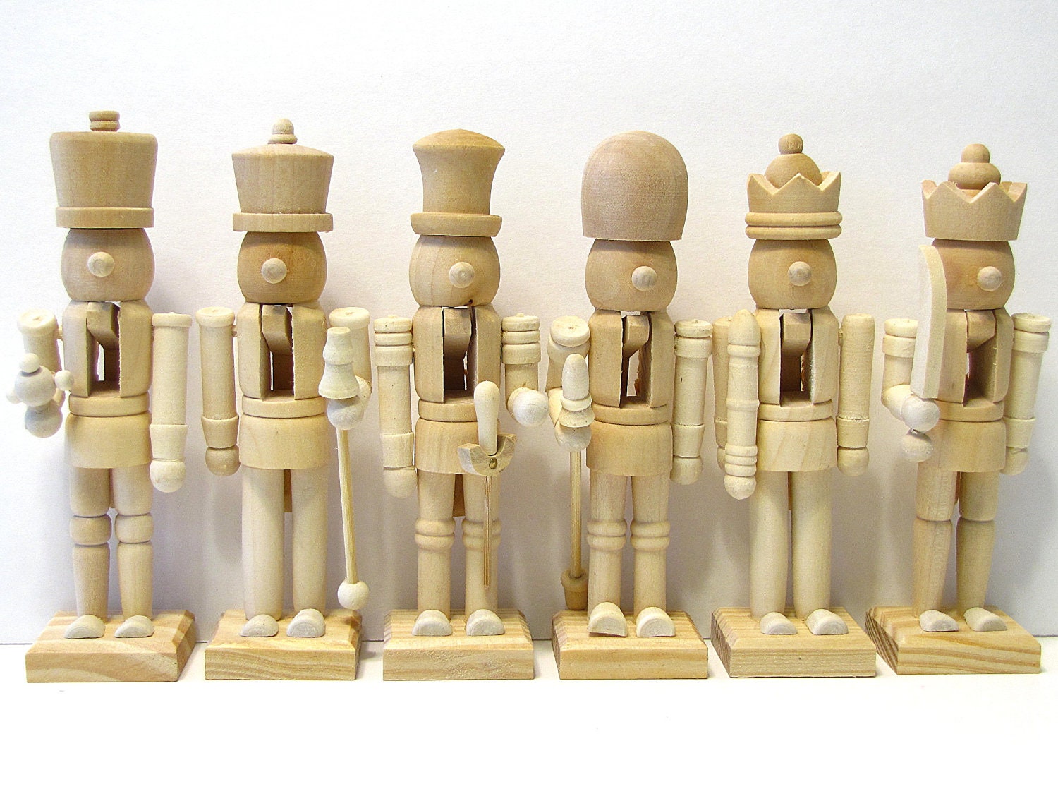 5 Assorted Nutcrackers Set 1 Unfinished Wood DIY by ToleTreasures