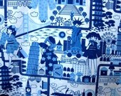 SALE.... Kawaii from Hawaii, Global Geishas Navy 1/2 yard