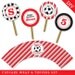 Soccer party - Personalized DIY printable cupcake wrapper and topper set - Choose red, green, blue or pink