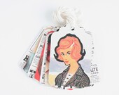 Vintage Magazine Gift Tags: 1960s Fashion and Ads Tags, Set of 10, Repurposed Magazines, Upcycled Wrapping, Inventory Hang Tags, No. 1330