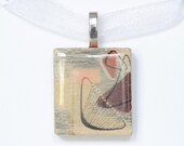 Scrabble Pendant: Retro Abstract Charm, Handmade from a Vintage Sears Catalog, Upcycled Scrabble Tile Necklace, One of A Kind, No. 1390