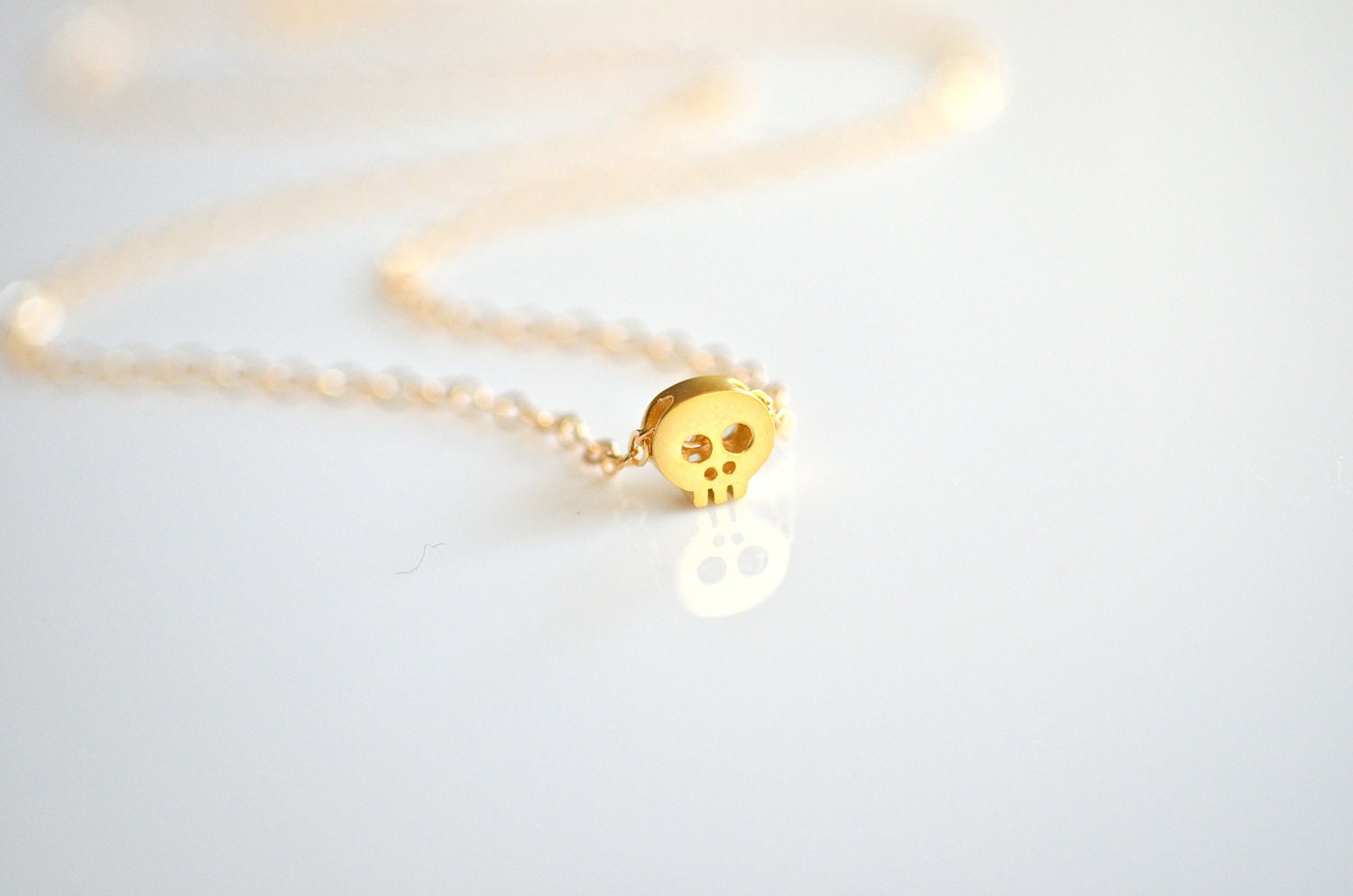 Skull Necklace in Gold - Tiny / Mini
