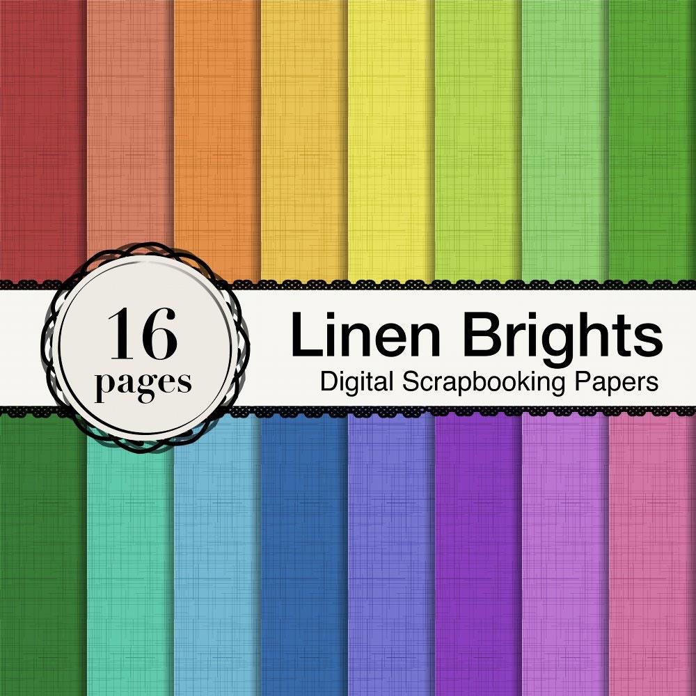 Linen Brights Digital Scrapbook Paper Pack - 300dpi 12"x12" JPG files - 0001