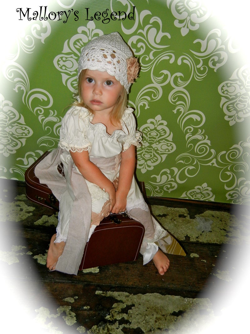 Vintage Inspired "Polly Dress" One OF a KinD ShaBby ChiC Tattered n Torn Victorian Era / Flower Girl / Weddings /  Portraits and more