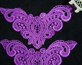 Purple Lace Frame Corners Hand Dyed Venise Embellishment Appliques