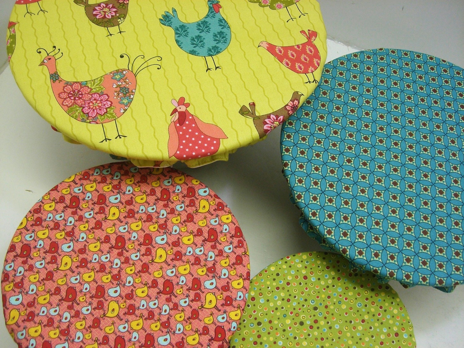 Nesting Bowl, Reusable Bowl Covers,  Food Prep, bird print, Eco-Friendly, Ready to Ship
