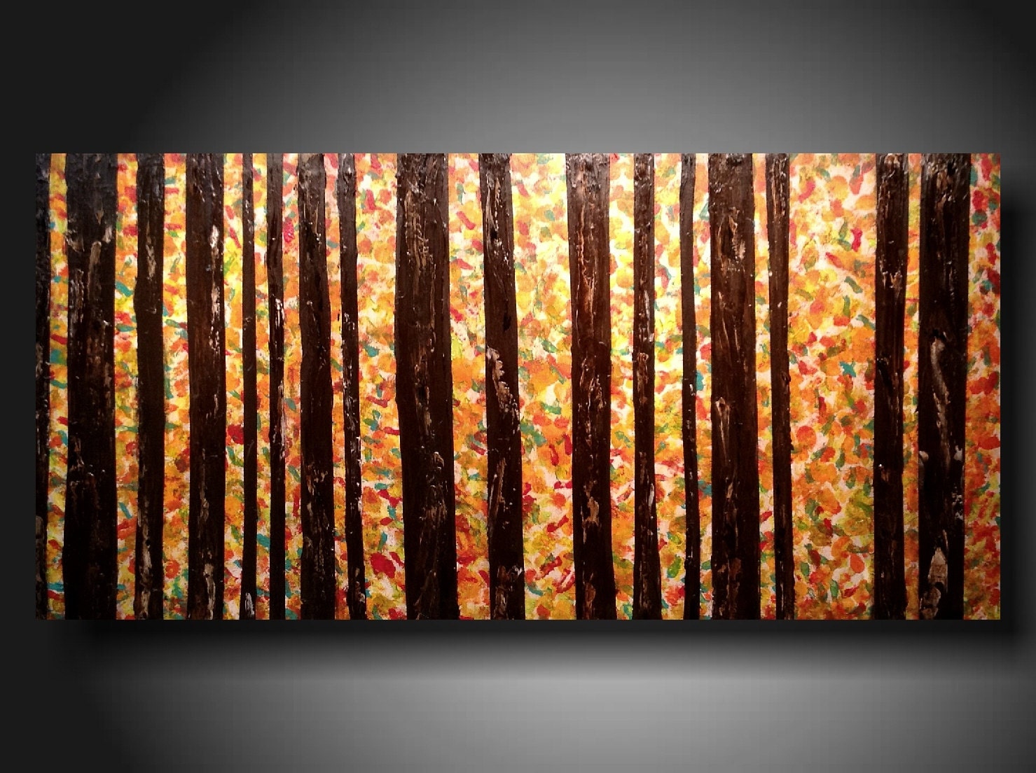 ORIGINAL Contemporary Fine Art Abstract Textured Painting modern 48 X 24 INCHES  ------- What lies ahead---Trees Textured ------