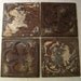 ALL 4 Antique Ceiling Tin Tiles. Circa 1900. Framed & Ready to Hang. Fantastic Rusty metal patterns. Each tile measures 11 1/2" Square