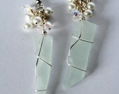 Sea Glass Earrings, Wire Wrapped Jewelry, Love and Daggers