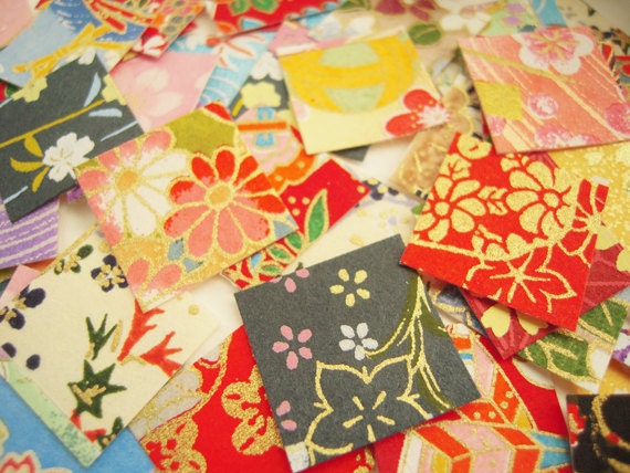30 Beautiful Handcut Chiyogami (Washi) Stickers in a cute Origami Box for Wedding, Party Favor, Envelope Seal. Scrapbooking