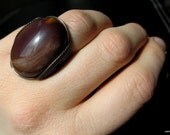 Dark Stone Ring, Rustic Oxidized Copper, Wire Wrapped, Jasper Jewelry, Handcrafted, Gift For Her, Summer Fashion