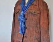 Rustic Denim JACKET - Rust Brown Autumn Leaves Fall Hand Dyed Schmidt  Denim Trucker Jacket - Womens Size Extra Large Plus Size (44" chest)