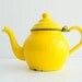 Vintage Yellow Enamel Tea Kettle Shabby Chic