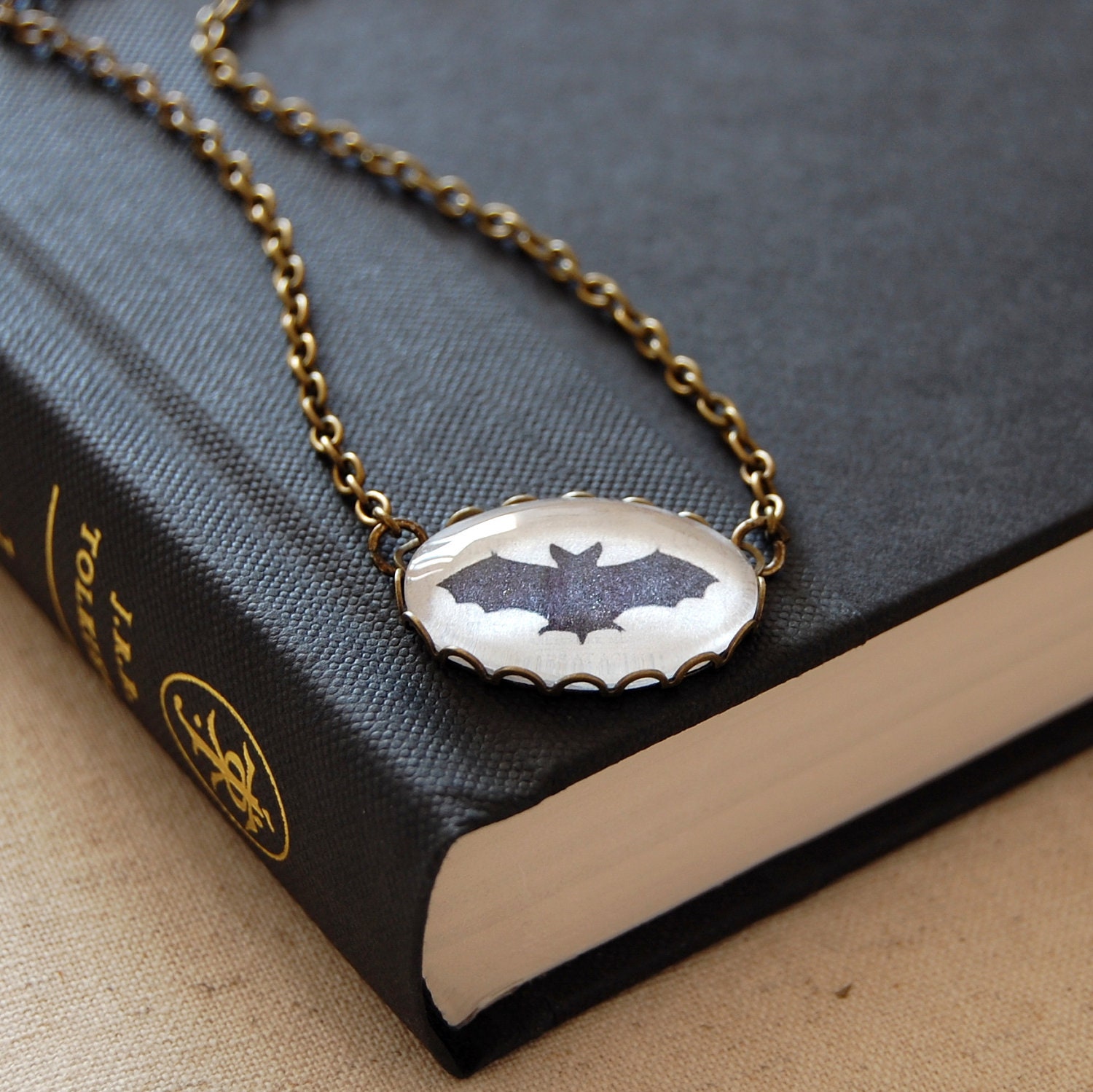 Black Bat Necklace. Bat Silhouette Pendant.