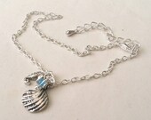 Silver Shell Anklet, Seahorse Anklet, Sea Shell Ankle Bracelet with Beads