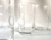 vintage clear glassware thumbprint glasses set 6 serving drinking housewares barware entertaining serving retro home cup tumbler