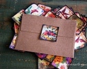 50 Eco-Friendly Stickers: Flower and Bird Stickers, Envelope Seals, vintage flowers, vintage birds, 1.5" squares, 1 1/2 inch