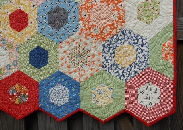 SALE / Kids/ Baby Quilt / Crib Bedding / Nursery Decor / Girl Quilt / Boy Quilt / Hexagon Wee Play / Ready to Ship