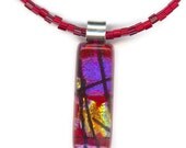 Mostly Red Bead Necklace and Abstract Mostly Red Pendant