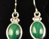 Sterling Silver and Malachite Dangle Earrings