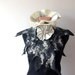 Felted ruffle scarf collar - Black White neckwarmer