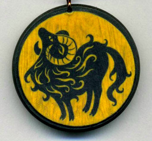 Art wood Zodiac necklace- Aries