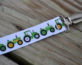 Ribbon Pacifier Clip- Tractors-- John Deere inspired