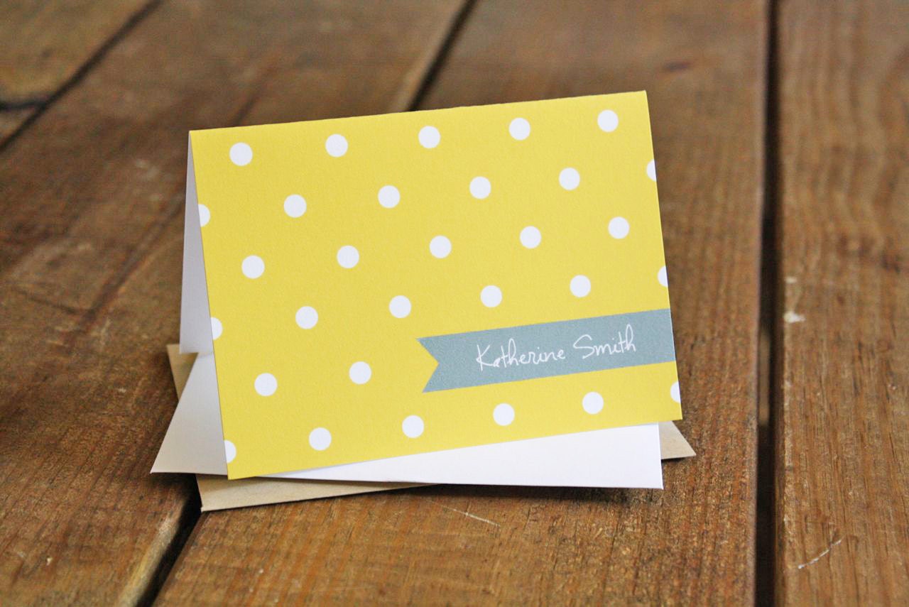 Polka Dots Personalized Stationery - Personalized Stationary Set of 12