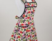 Sale 20% OFF Red Black and Green Retro Apron for Cooking in Vintage Style