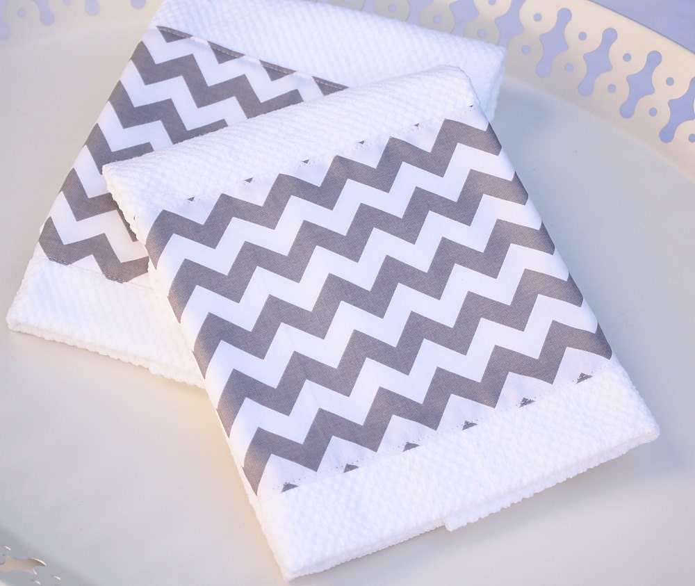 Tea Towel Gray Chevron Kitchen Towel, Guest Towel or Dish Towel