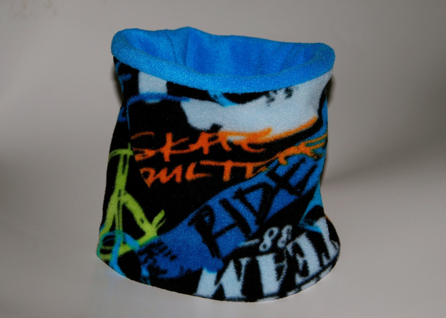 Fleece Kids Neck Warmer / Gaiter / Cowl Scarf - Skater Boy Blue